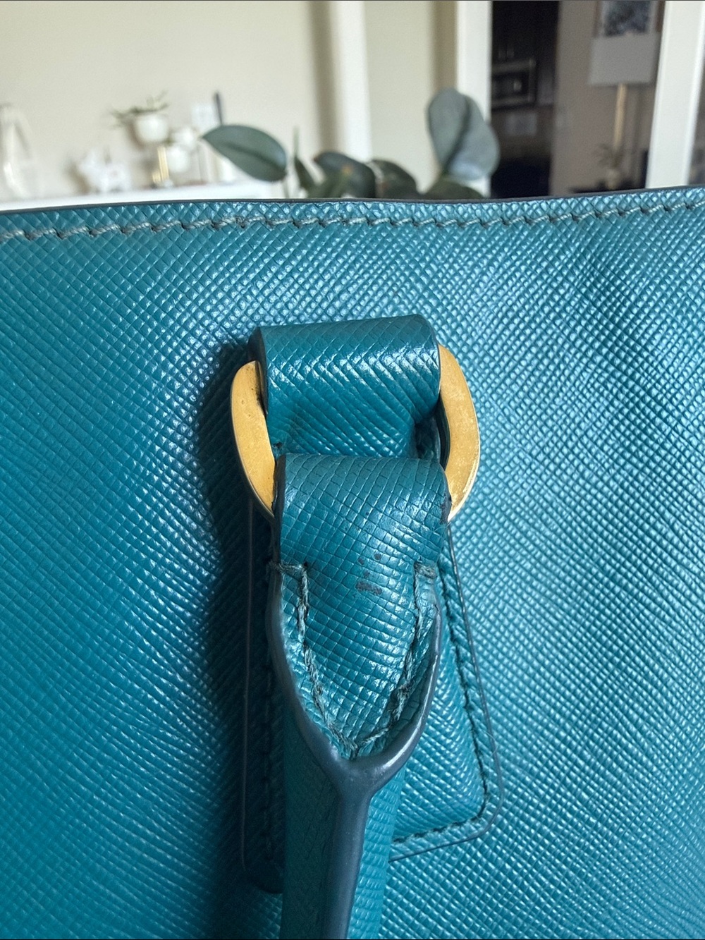 Prada Saffiano Leather Tote - Teal - Picture 15 of 15